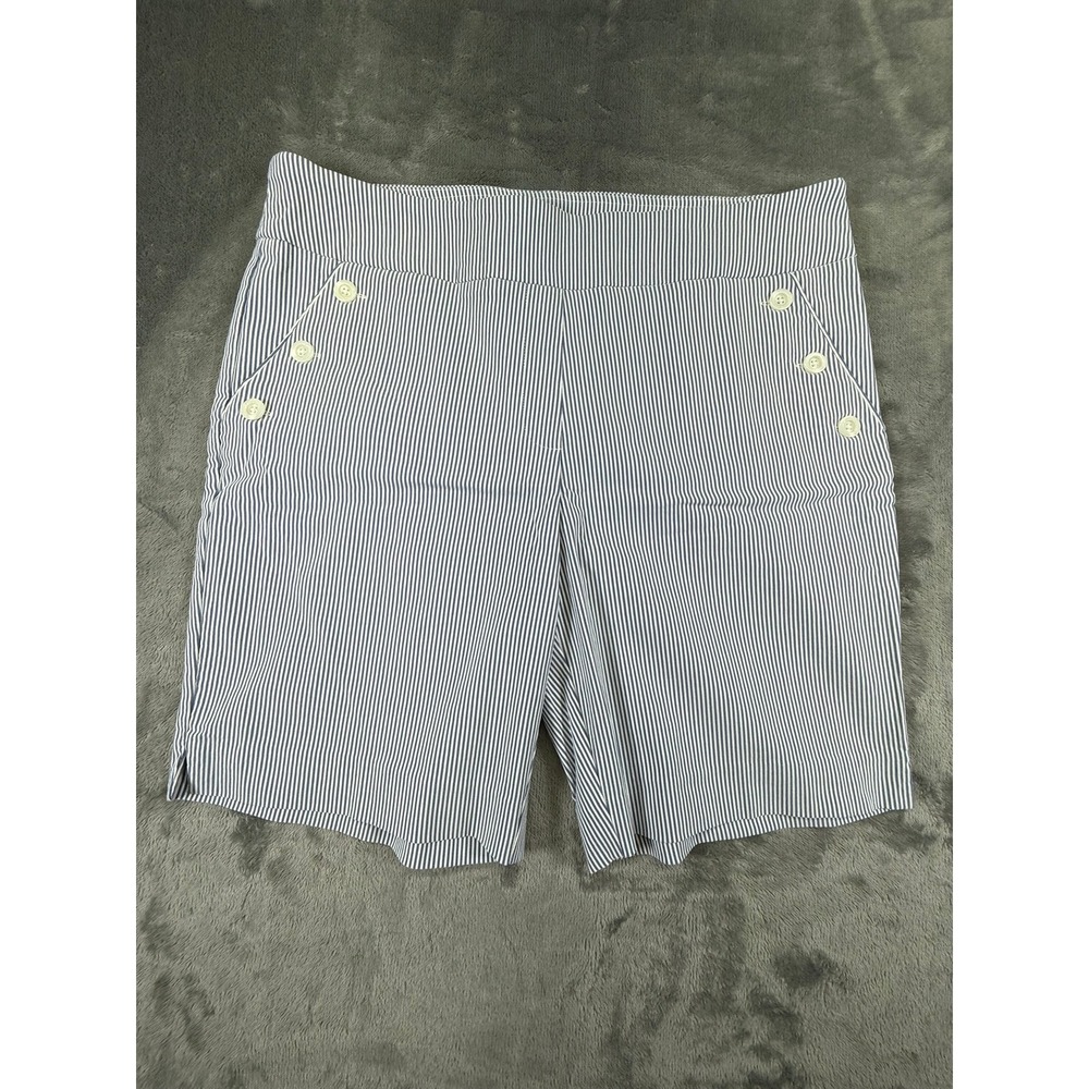 Counterparts Womens Blue White Striped Sailor Shorts Size 16 Nautical Pull On